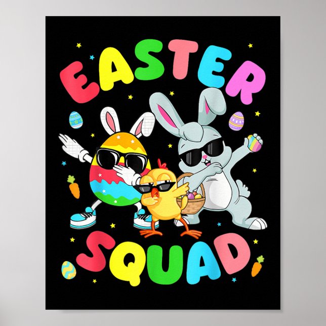 Groovy Funny Rabbit Egg Chick Påsk Squad Day Manar Poster (Framsidan)
