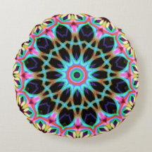 Groovy Geometric Blommigt Mandala Round