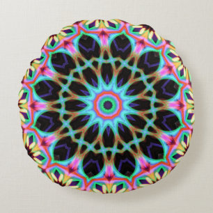 Groovy Geometrisk Blommig Mandala Rund Kudde