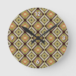 Groovy Geometriska Varma Nyanser Rund Klocka