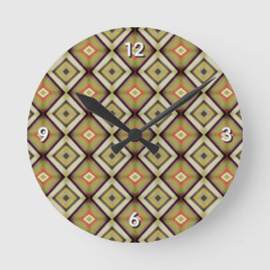 Groovy Geometriska Varma Nyanser Rund Klocka