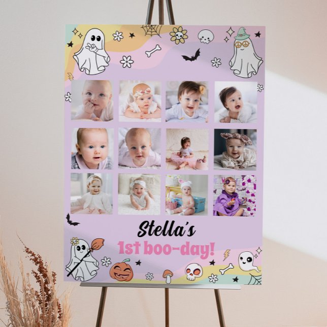 Groovy Ghost Birthday Photo Milestone Poster (Skapare uppladdad)