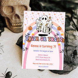Groovy Ghost Bus eller godis Halloween Birthday Inbjudningar