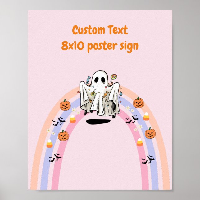 Groovy Ghost Halloween Birthday Anpassningsbar Sig Poster (Framsidan)