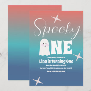 Groovy Ghost Halloween Födelsedagsgradient Inbjudningar