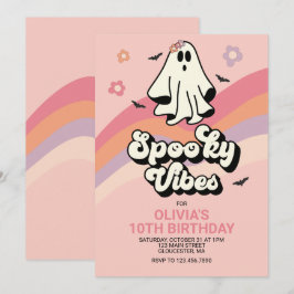 Groovy Ghost retro Halloween Birthday-inbjudan Inbjudningar