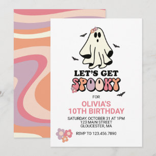 groovy Ghost retro Halloween födelsedag Inbjudningar