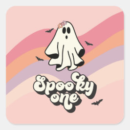 groovy Ghost retro Halloween spöklik födelsedag Fyrkantigt Klistermärke