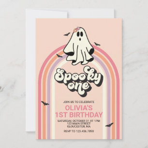 groovy Ghost retro Halloween spöklik födelsedag Inbjudningar