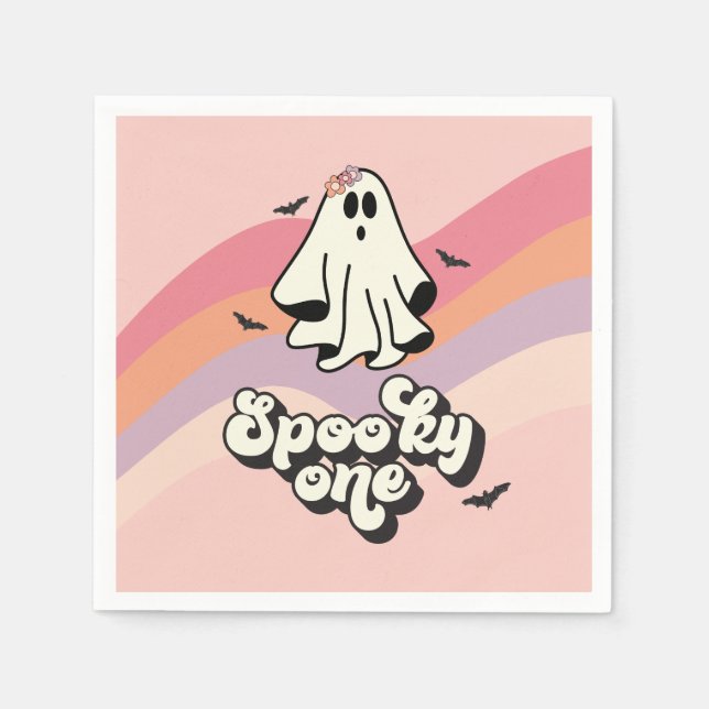 Groovy Ghost retro Halloween Spooky Ett födelsedag Pappersservett (Framsidan)