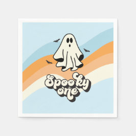 Groovy Ghost retro Halloween Spooky One Blue Pappersservett