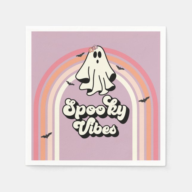 Groovy Ghost retro Halloween Spooky Vibes Birthday Pappersservett (Framsidan)