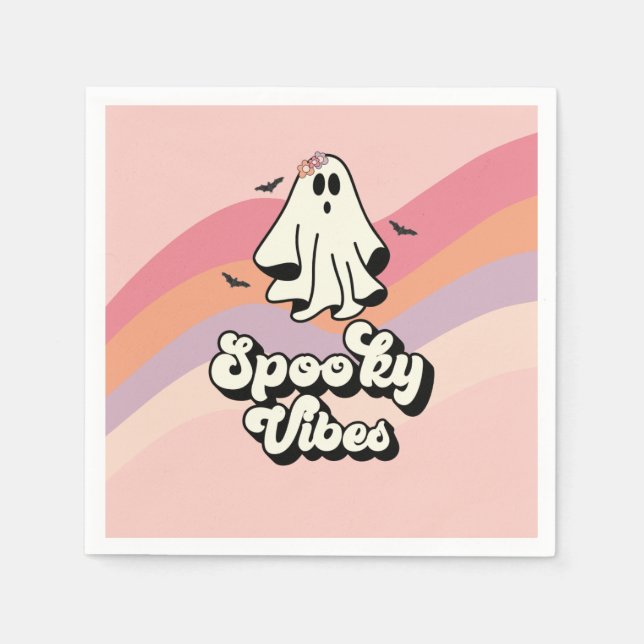 Groovy Ghost retro Halloween Spooky Vibes Birthday Pappersservett (Framsidan)