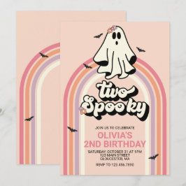 Groovy Ghost retro Halloween Two Spoy Birthday I Inbjudningar