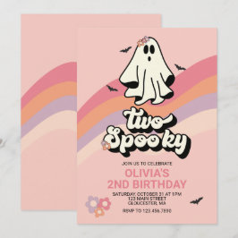 Groovy Ghost retro Halloween Two Spoy Birthday Inbjudningar