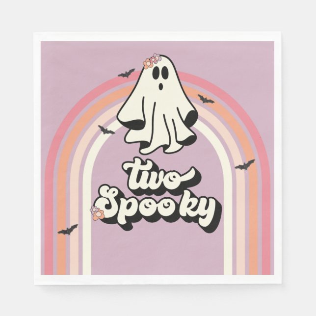 Groovy Ghost retro Halloween Two Spoy Birthday Pappersservett (Framsidan)