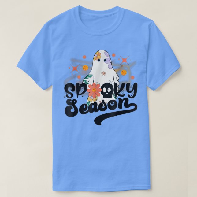 Groovy Ghost Spooky Season Tie Dye Cute Boo Hippie T Shirt (Design framsida)