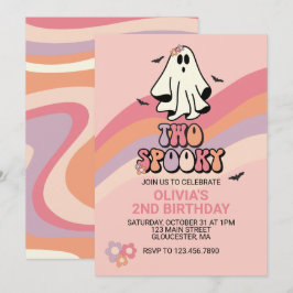 Groovy Ghost Två Kusliga Halloween Födelsedagsinbj Inbjudningar