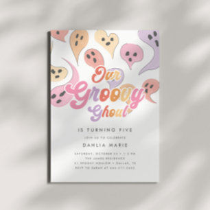 Groovy Ghoul Spooky Girls Halloween Birthday Inbjudningar