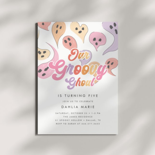 Groovy Ghoul Spooky Girls Halloween Birthday Inbjudningar (Skapare uppladdad)