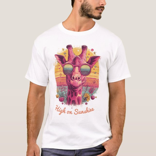 Groovy Giraffe | Retro Sunshine Vibes Herr T-shirt (Framsida)