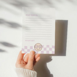 Groovy Girl Checkated Lycklig Ansikte | Tidskapsel Anteckningskort