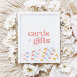 Groovy Girl's Checkered Retro Cards and Gifts Poster