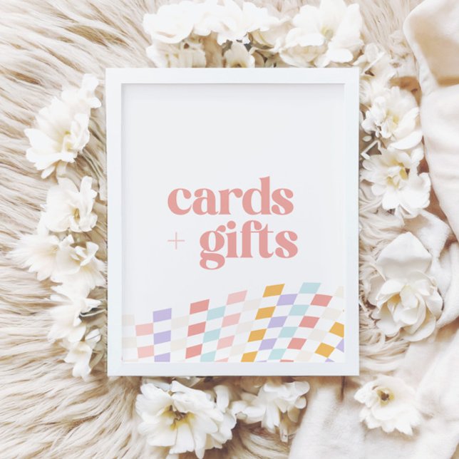 Groovy Girl's Checkered Retro Cards and Gifts Poster (Skapare uppladdad)