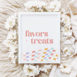 Groovy Girl's Checkered Retro Favors and Treats Poster