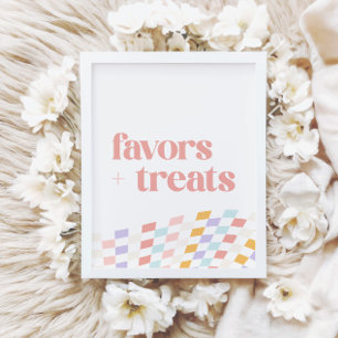 Groovy Girl's Checkered Retro Favors and Treats Poster