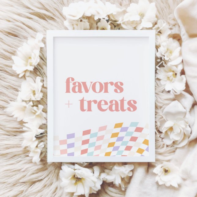 Groovy Girl's Checkered Retro Favors and Treats Poster (Skapare uppladdad)