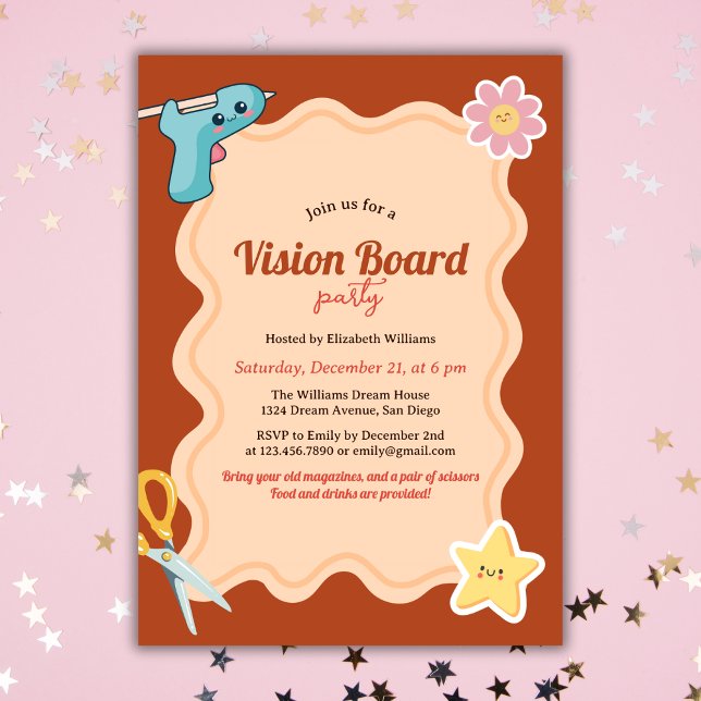 Groovy Girls DIY Dream Vision Board Party Inbjudningar (Girls DIY Dream Vision Board Party Invitation)