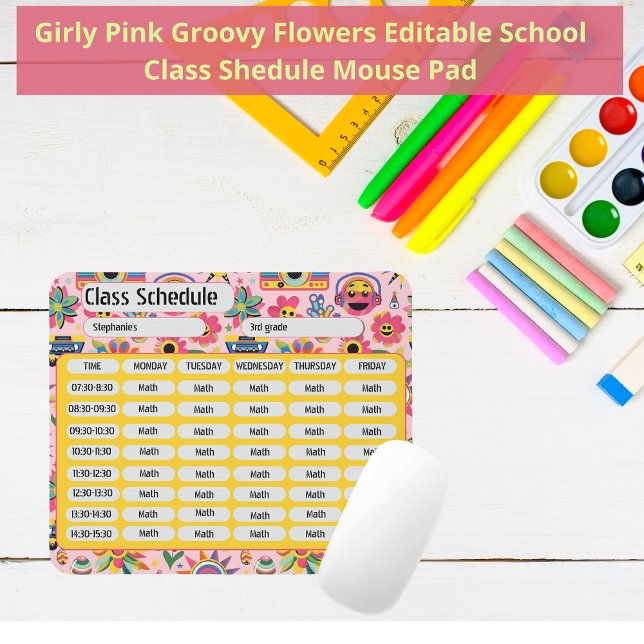Groovy Girly Flowers Rosa 2024 Class Schedule Musmatta (Skapare uppladdad)