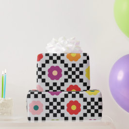 Groovy Girly Psychedelic Checkerboard, Y2K Wrappin Presentpapper