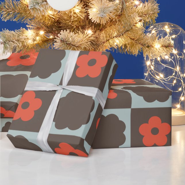 Groovy Girly Psychedelic Checkerboard, Y2K Wrappin Presentpapper (Helgdagar)