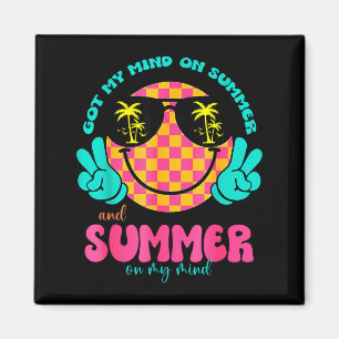 Groovy Glad Ansikte Sommar Vibbar Fick Min Tanke P Magnet