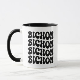 Groovy & Glam: Bichon Retro Wavy Text Mug Mugg