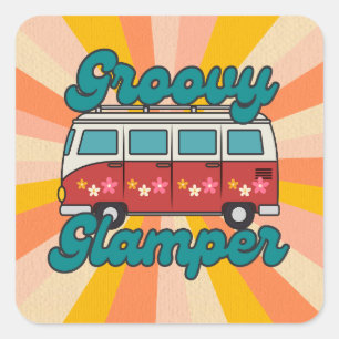 Groovy Glamper Fyrkantigt Klistermärke