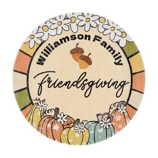 Groovy Glass Skärbräda Friendsgiving (Framsidan)