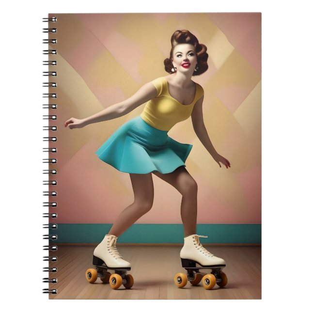 "Groovy Glide: Retro Rhythms på rullskridskohjul" Anteckningsbok (Framsidan)