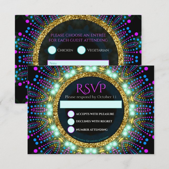 Groovy Glow Blacklight Bat mitzvah OSA kort (Fram/baksida)