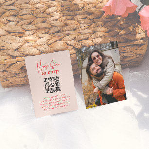 Groovy Gnistra Rosa Red Photo QR Code Bröllop OSA Tilläggskort
