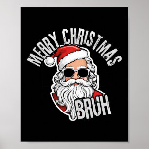Groovy God jul Santa Bruh Checkered Retro Poster