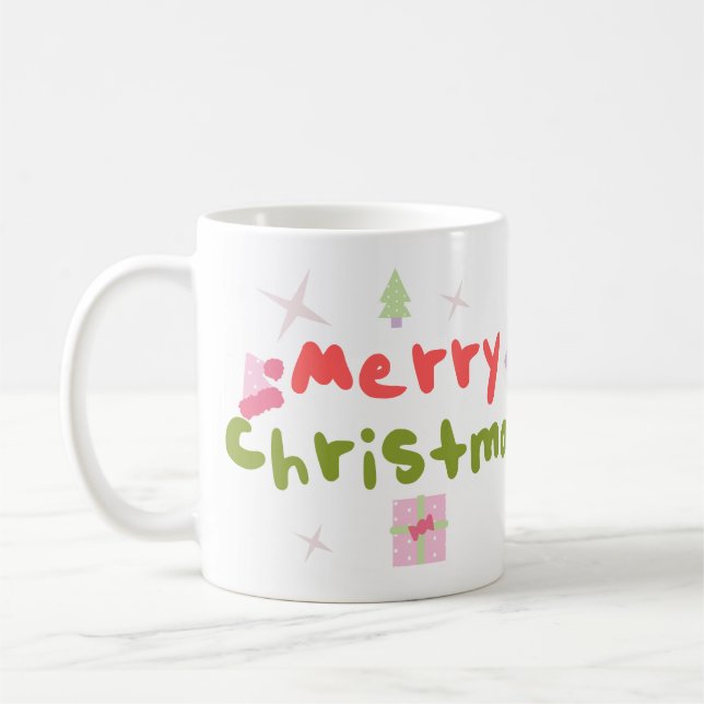 Groovy God Jul Träd Bubbelbokstäver  Kaffemugg (Vänster)