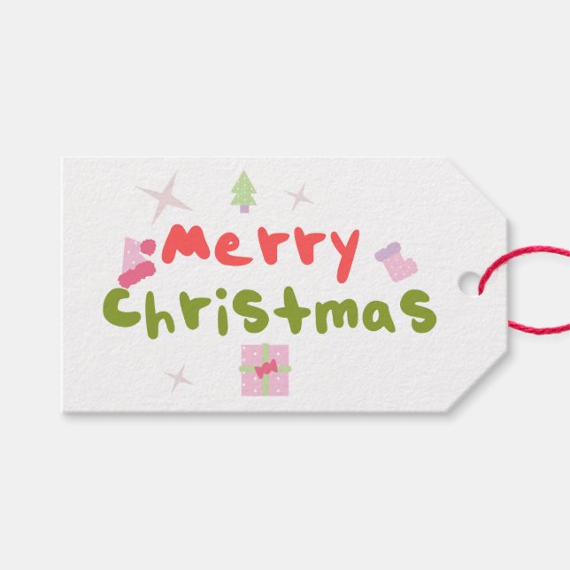 Groovy God Jul Träd Bubbelbokstäver    Presentetikett (Framsidan (Horisontell))