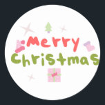 Groovy God jul Träd Bubble Brev Runt Klistermärke<br><div class="desc">God jul Groovy Sticker</div>