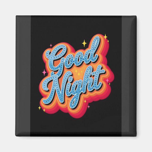 Groovy God Natt Vintage Stil Citat Kläder  Magnet (Framsidan)