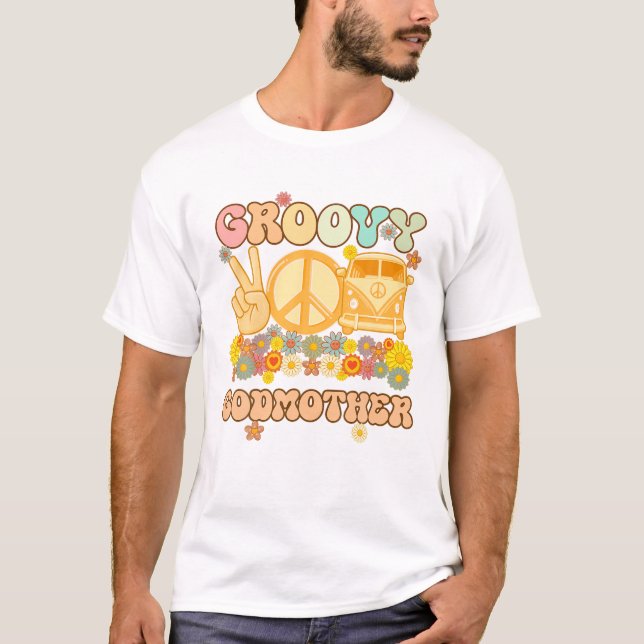 Groovy Godmor Retro Matching Family Baby Shower T Shirt (Framsida)