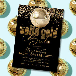 Groovy Gold Disco Solid Guld Sängkammarfest Inbjudningar