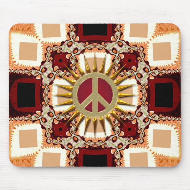 Groovy Golden Fredstecken Abstrakt Mousepad Musmatta (Framsidan)